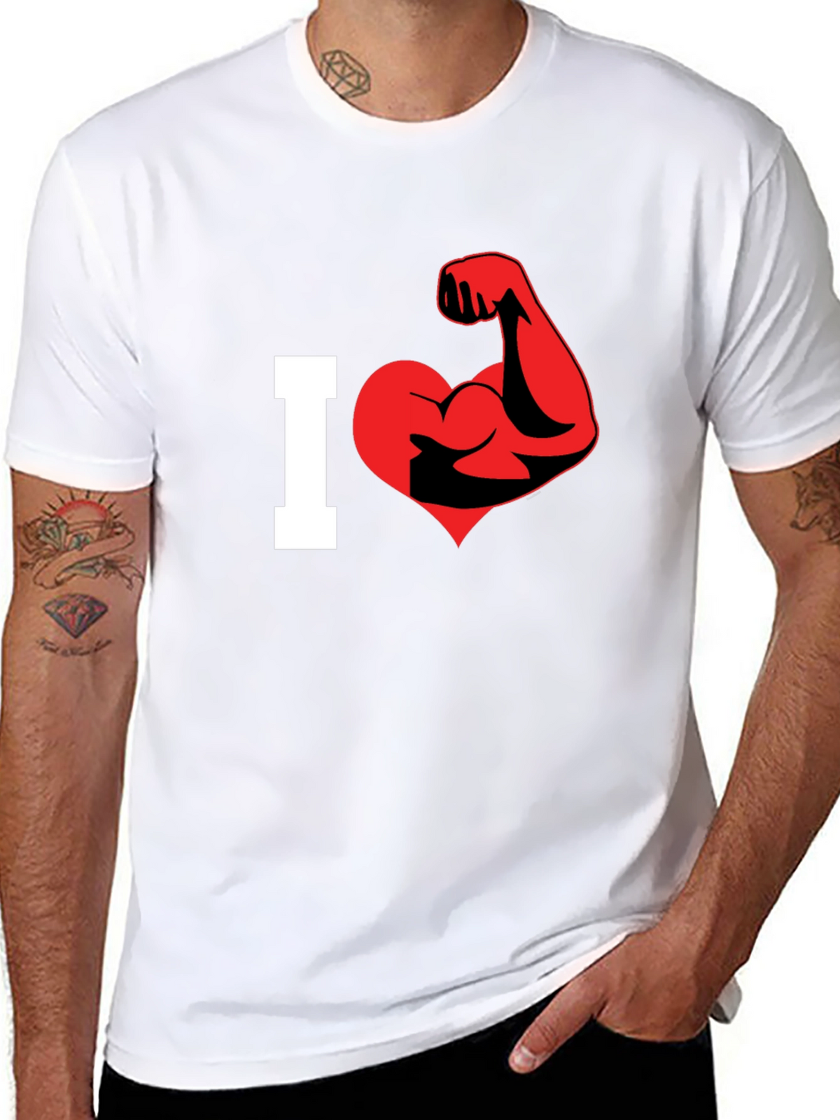 I Love Muscles Graphic T-Shirt - Black