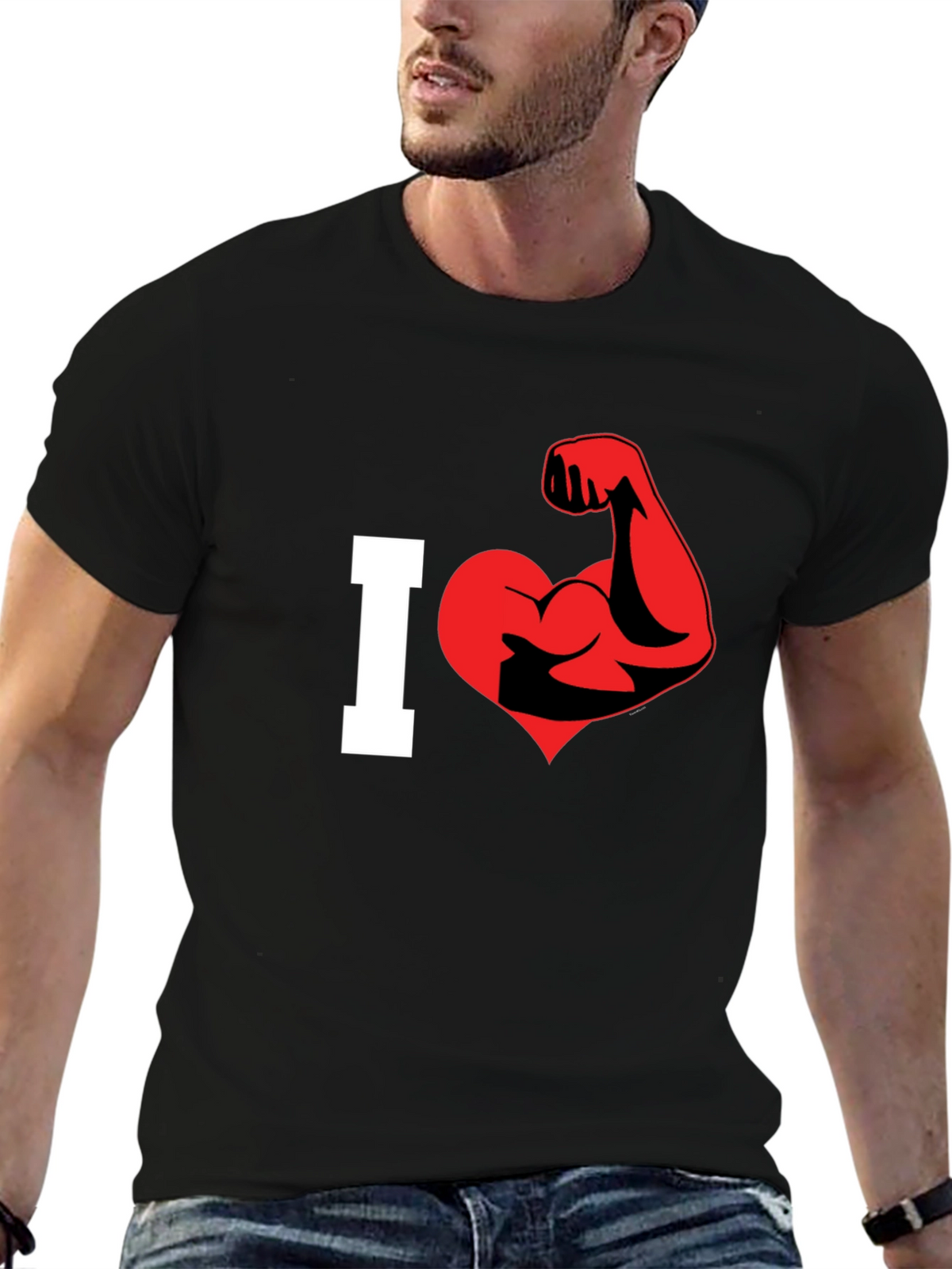 I Love Muscles Graphic T-Shirt - Black