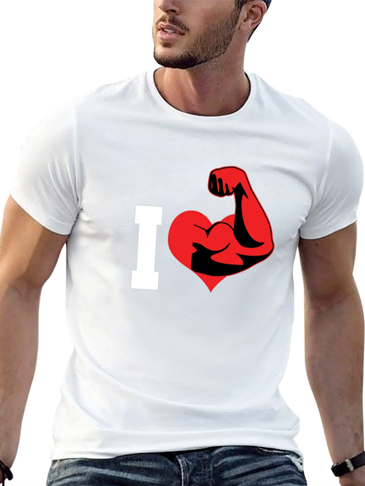 I Love Muscles Graphic T-Shirt - Black
