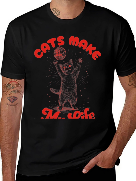 Cats Make My Life Disco Ball Graphic Tee