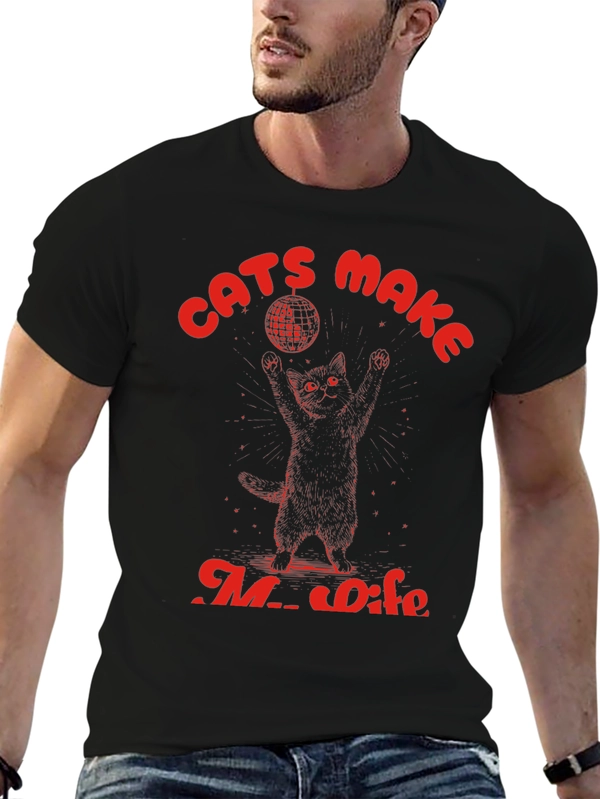 Cats Make My Life Disco Ball Graphic Tee