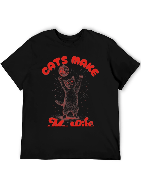 Cats Make My Life Disco Ball Graphic Tee