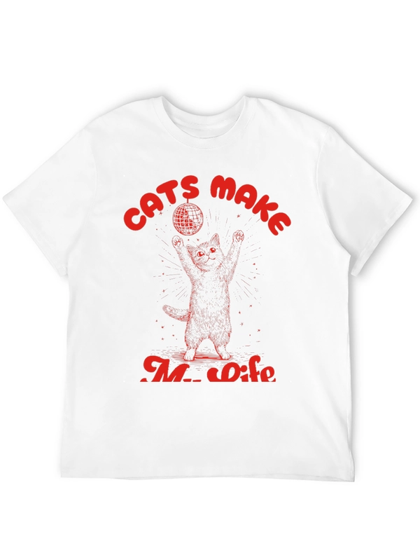 Cats Make My Life Disco Ball Graphic Tee