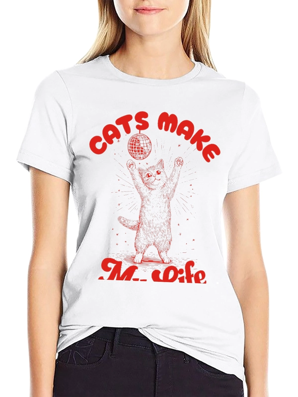 Cats Make My Life Disco Ball Graphic Tee