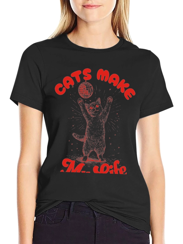Cats Make My Life Disco Ball Graphic Tee