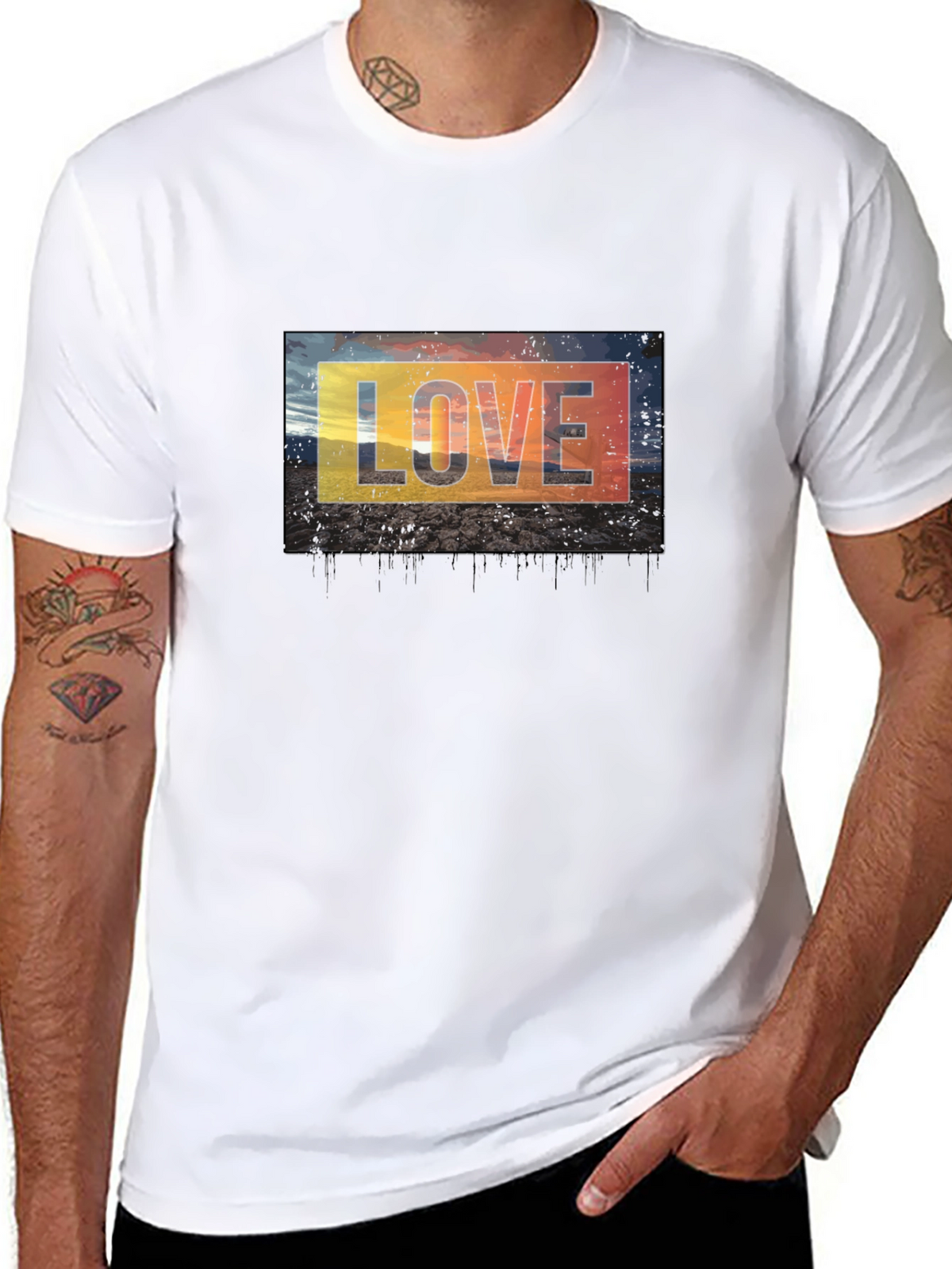 Love Graphic Tee - Black Cotton Blend Casual T-Shirt
