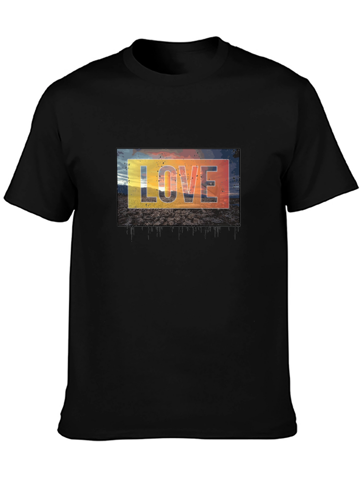Love Graphic Tee - Black Cotton Blend Casual T-Shirt