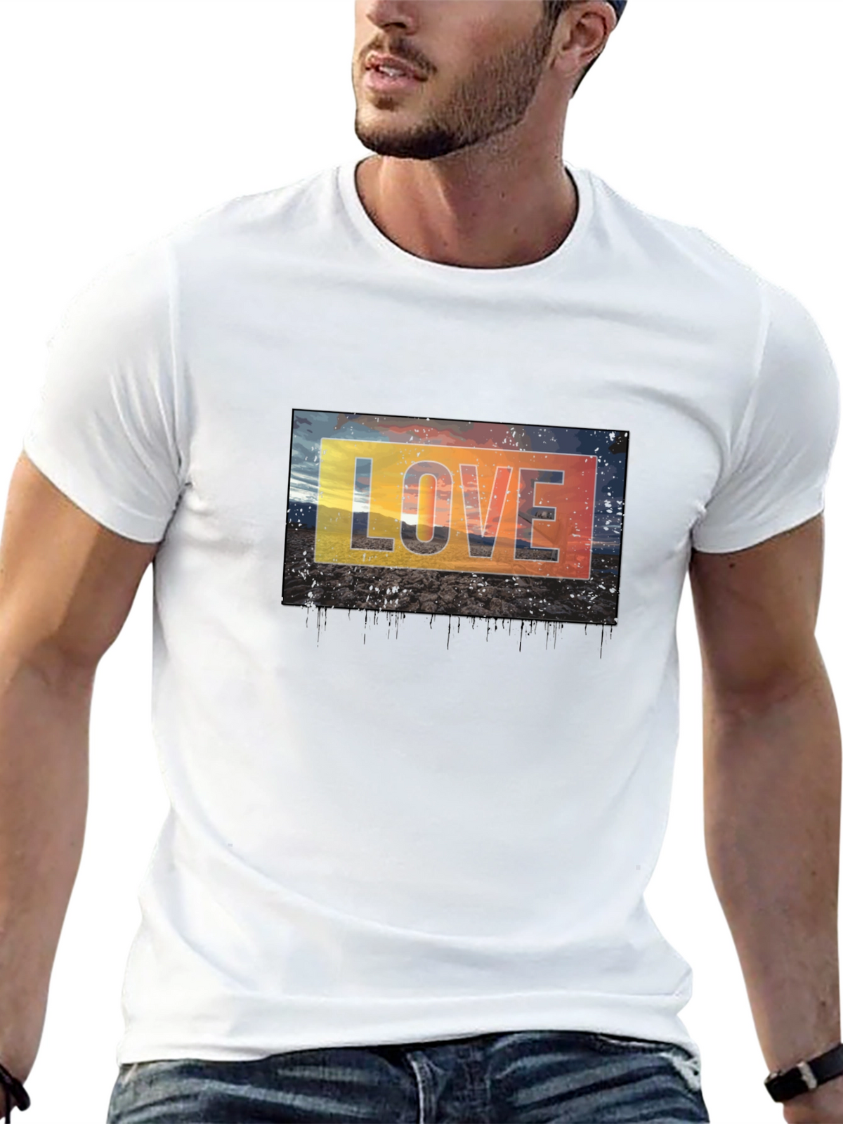 Love Graphic Tee - Black Cotton Blend Casual T-Shirt