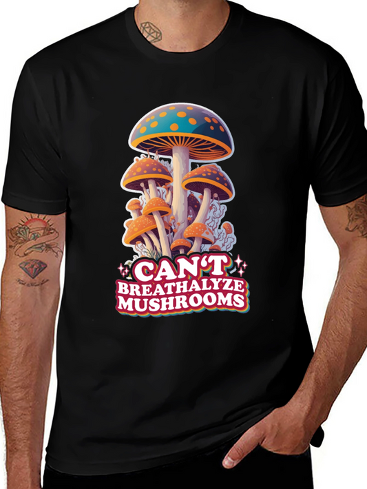 Cant Breathalyze Mushrooms Black Tee