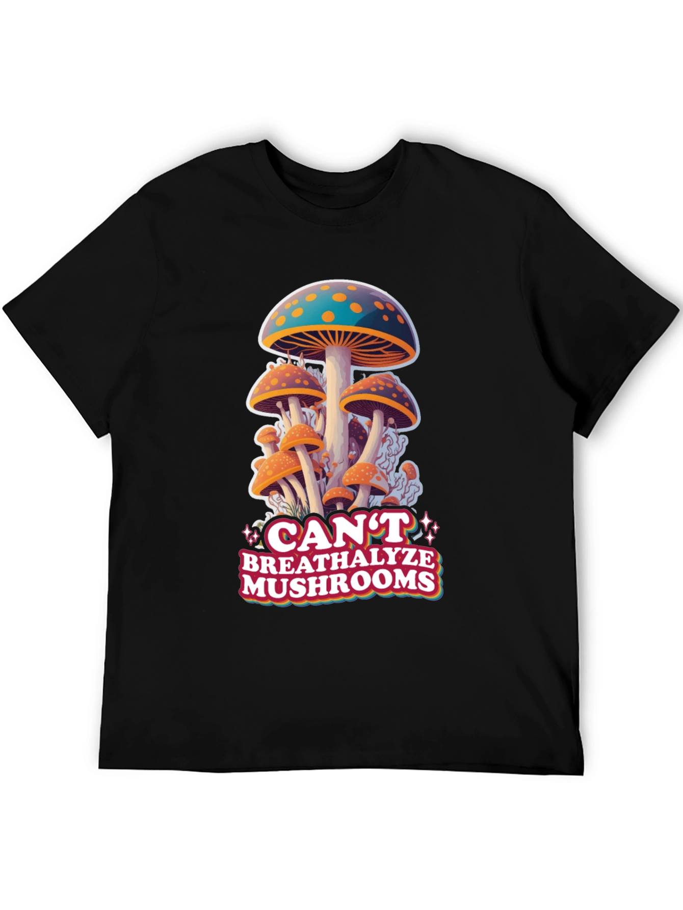 Cant Breathalyze Mushrooms Black Tee