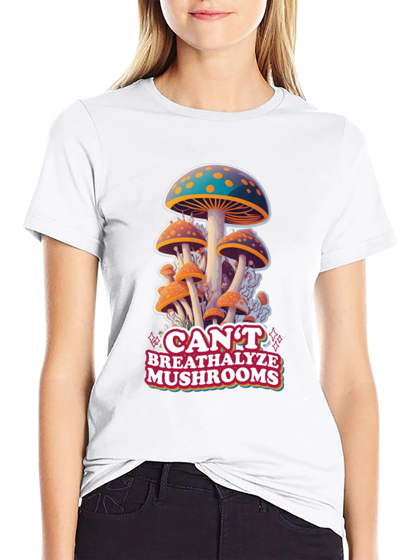 Cant Breathalyze Mushrooms Black Tee