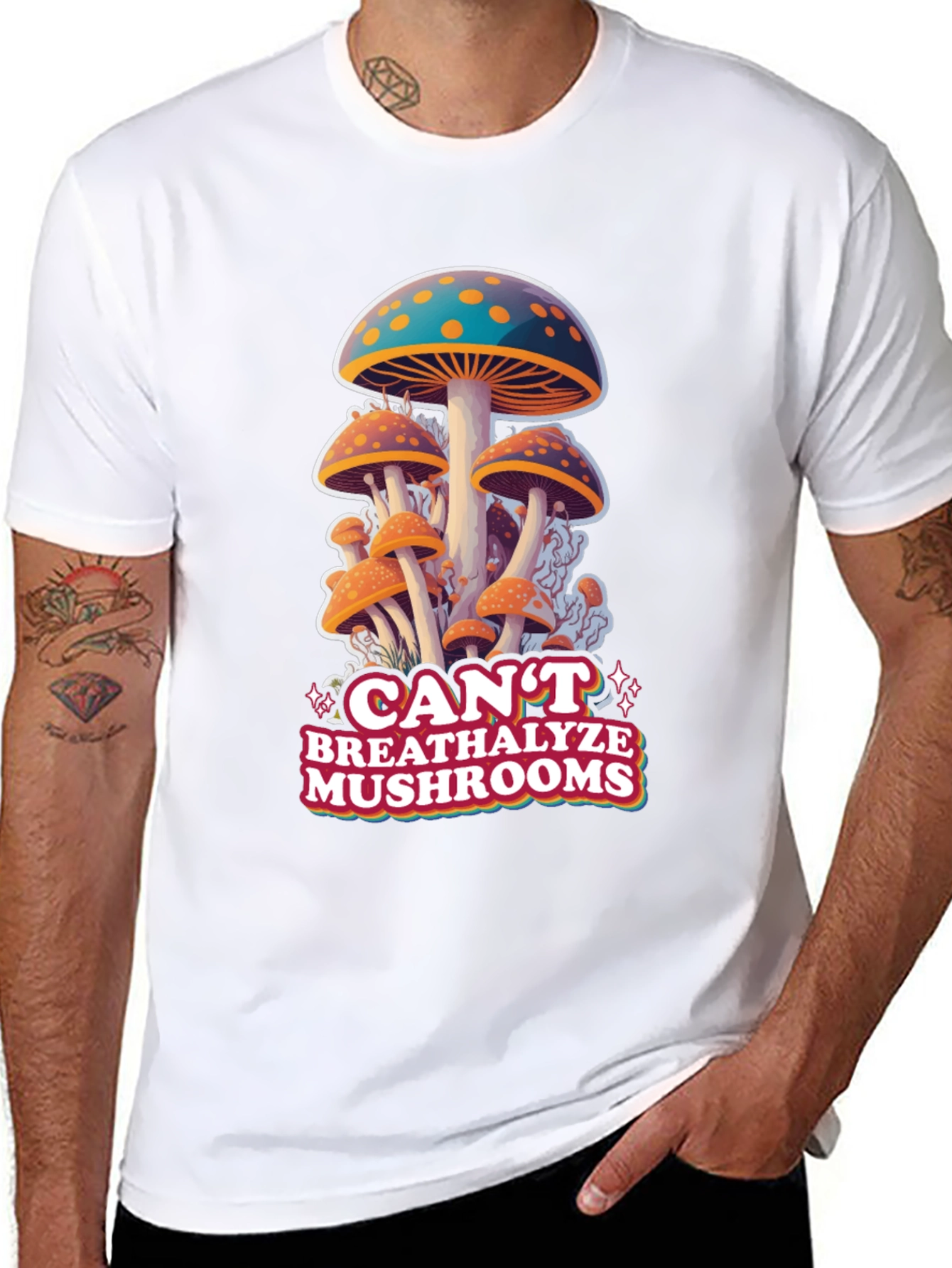Cant Breathalyze Mushrooms Black Tee