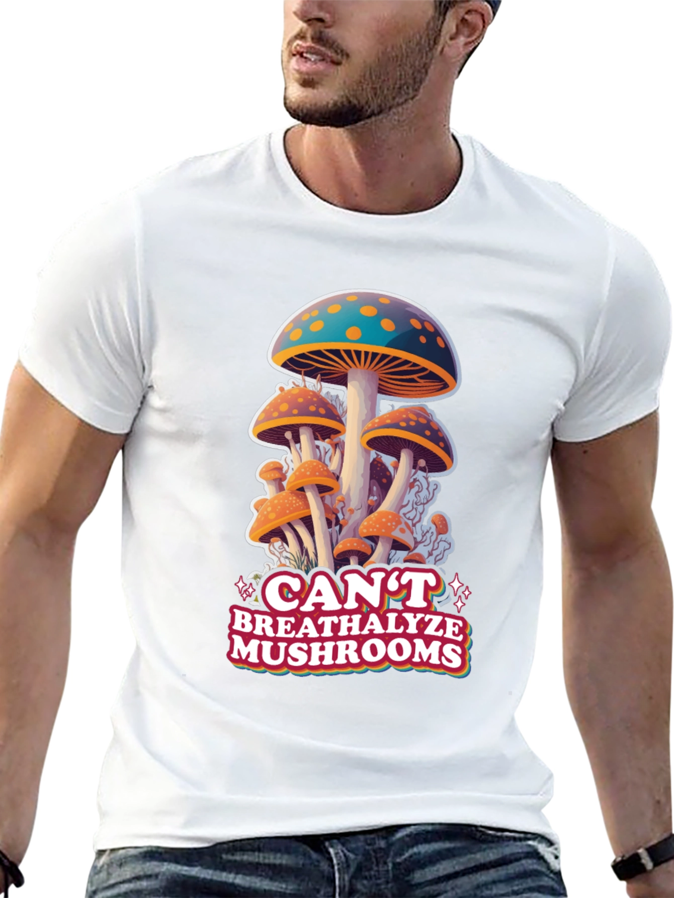 Cant Breathalyze Mushrooms Black Tee