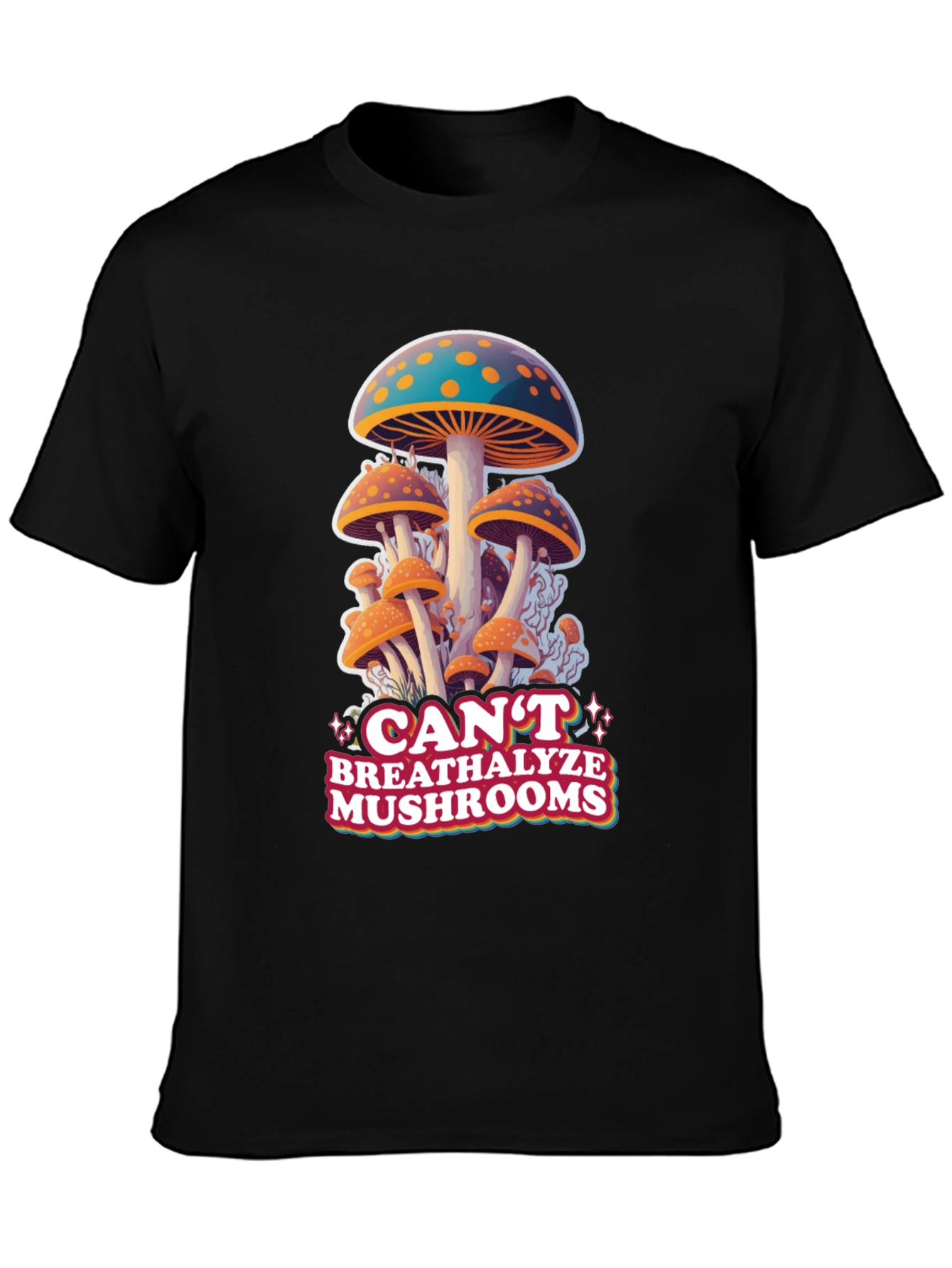Cant Breathalyze Mushrooms Black Tee