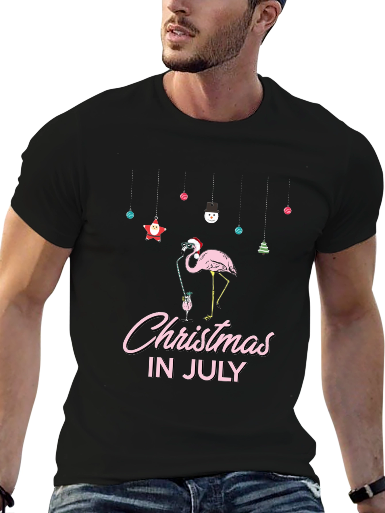 Christmas in July Flamingo T-Shirt