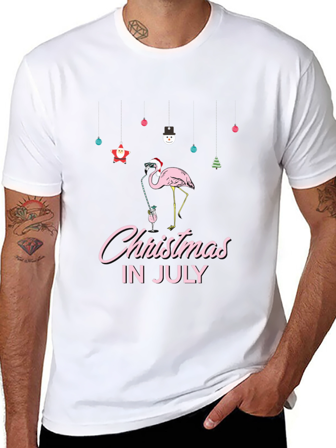 Christmas in July Flamingo T-Shirt