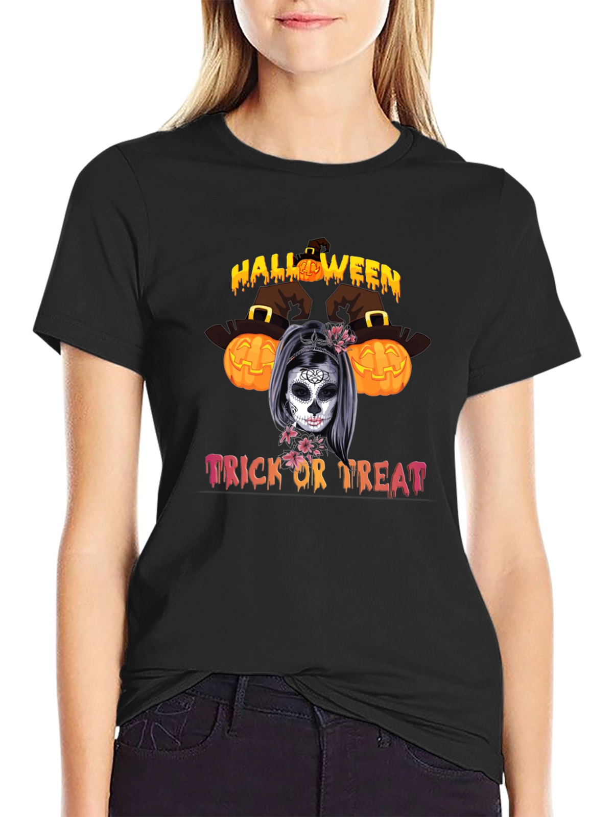 Halloween Sugar Skull Trick or Treat T-Shirt