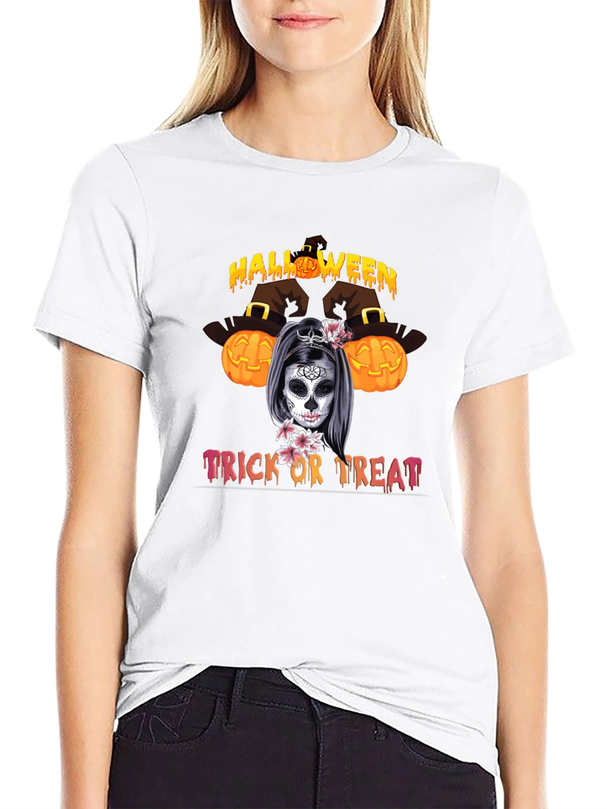 Halloween Sugar Skull Trick or Treat T-Shirt