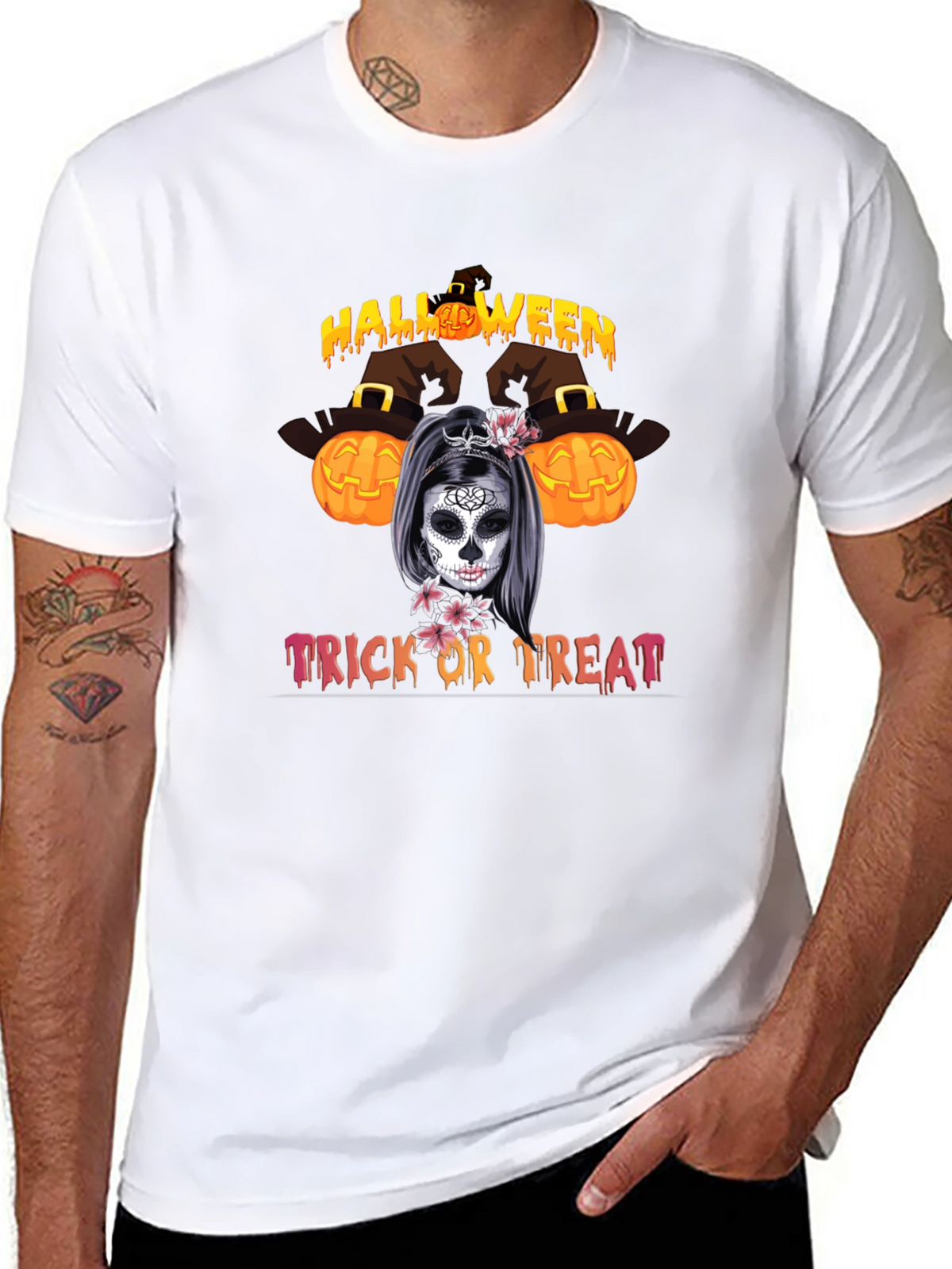 Halloween Sugar Skull Trick or Treat T-Shirt