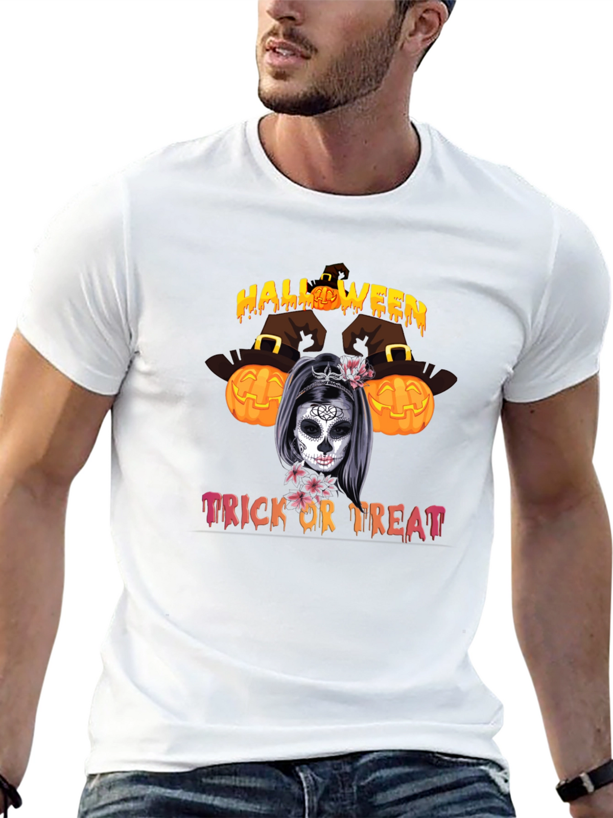 Halloween Sugar Skull Trick or Treat T-Shirt