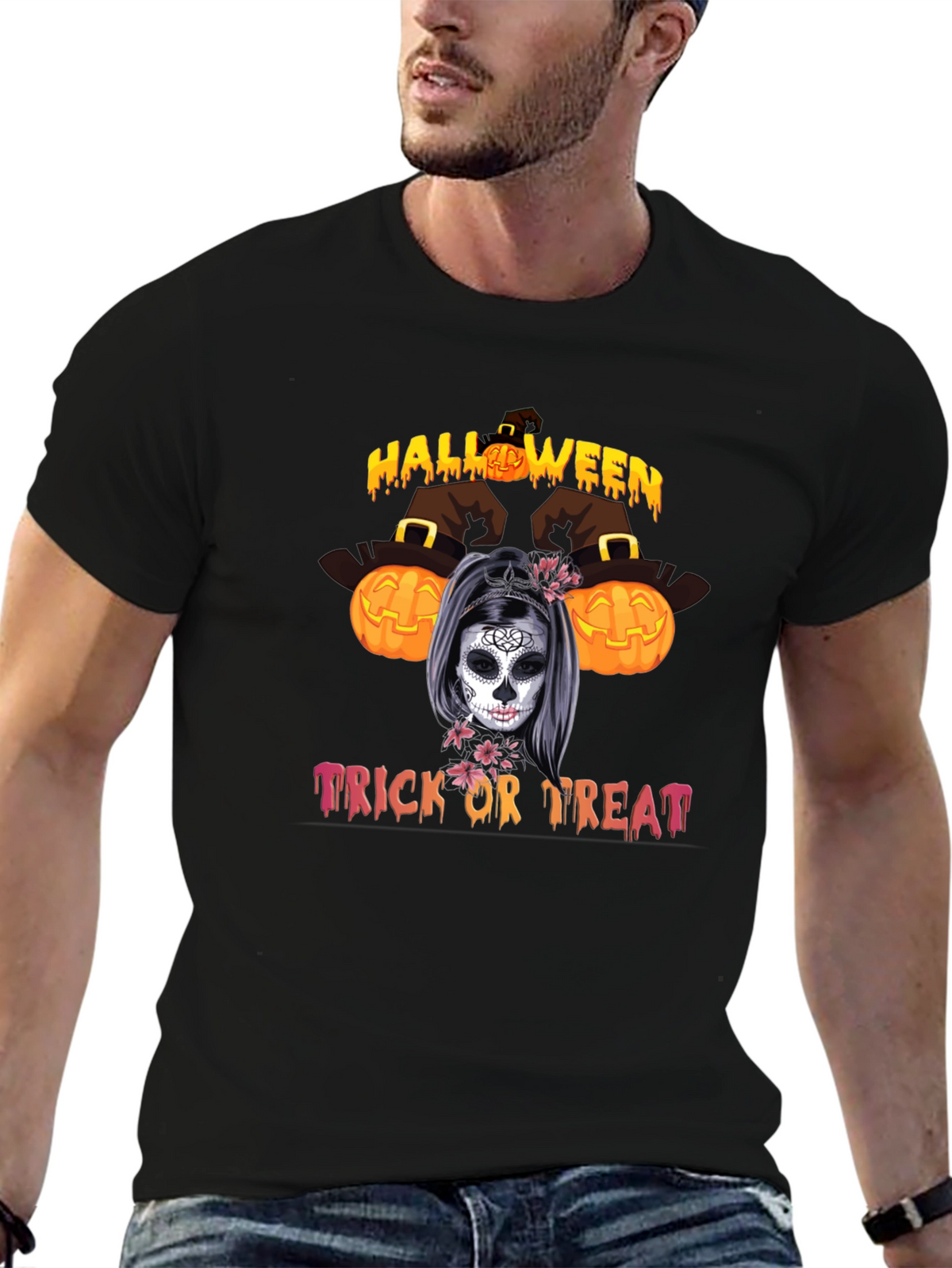 Halloween Sugar Skull Trick or Treat T-Shirt