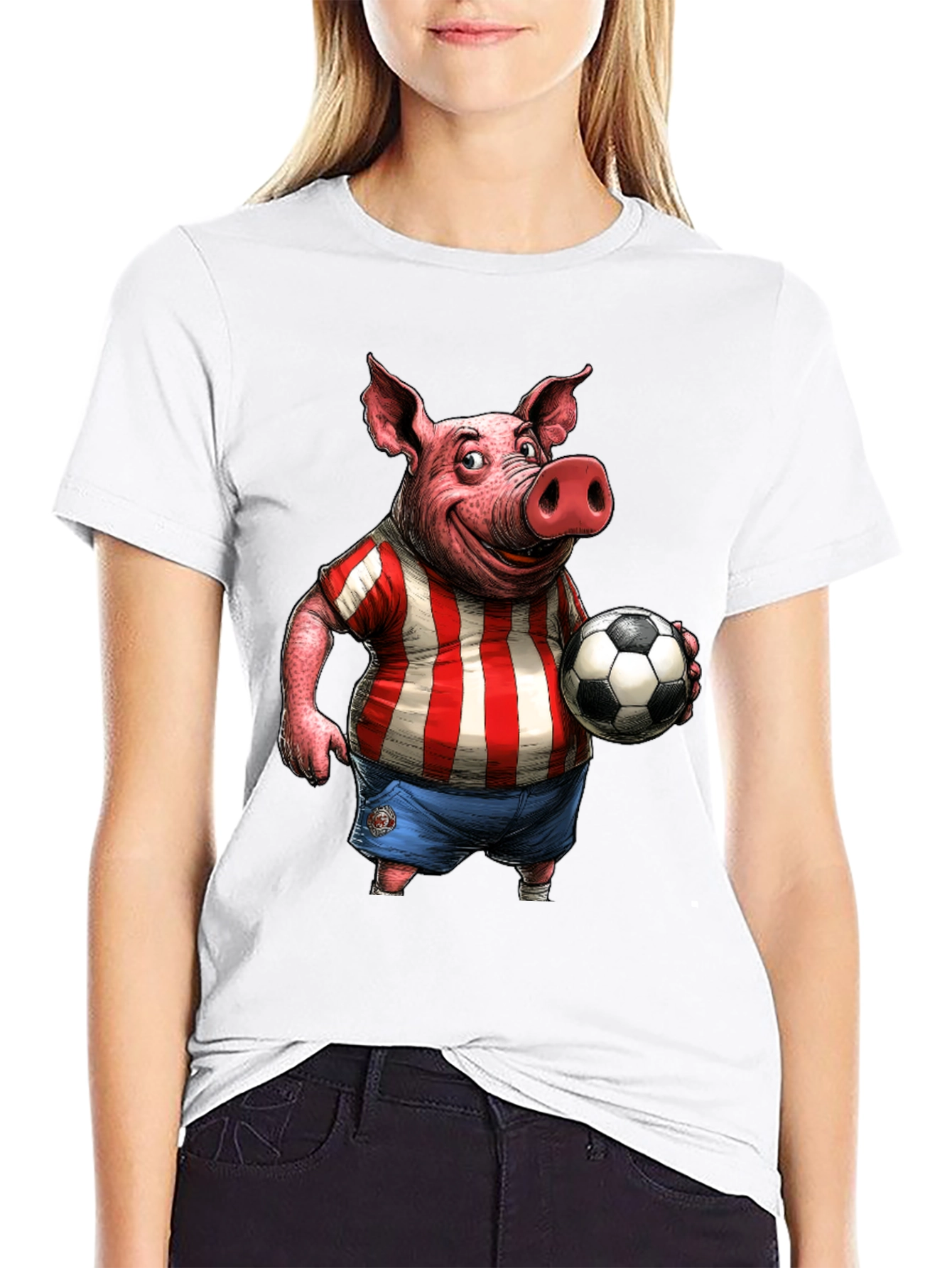Pig Soccer Player Graphic T-Shirt
