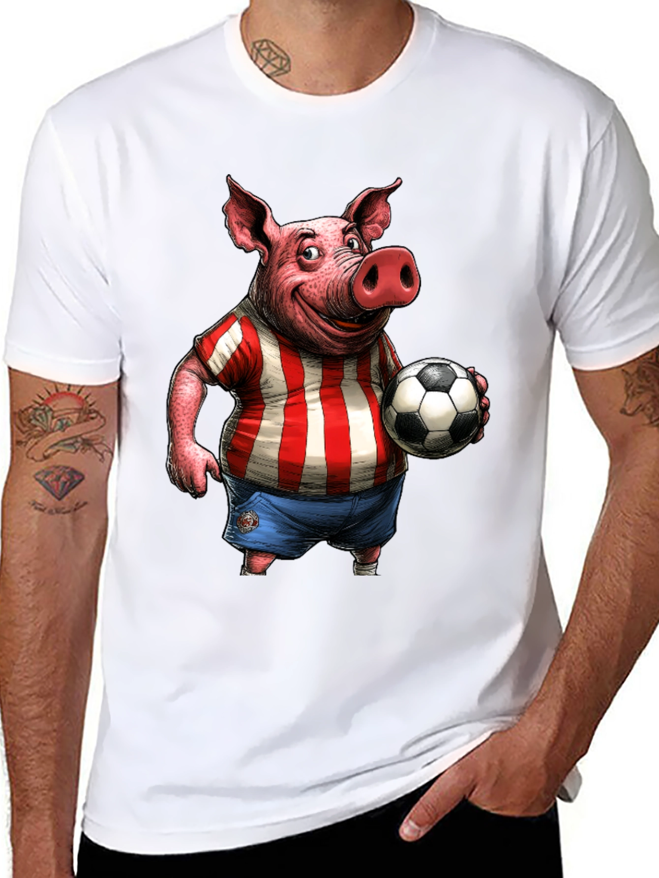 Pig Soccer Player Graphic T-Shirt