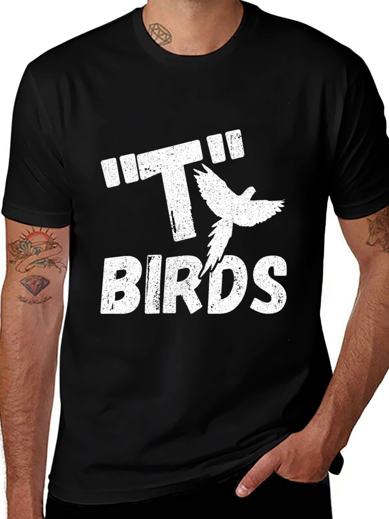 T Birds Graphic Tee - Black Cotton T-Shirt