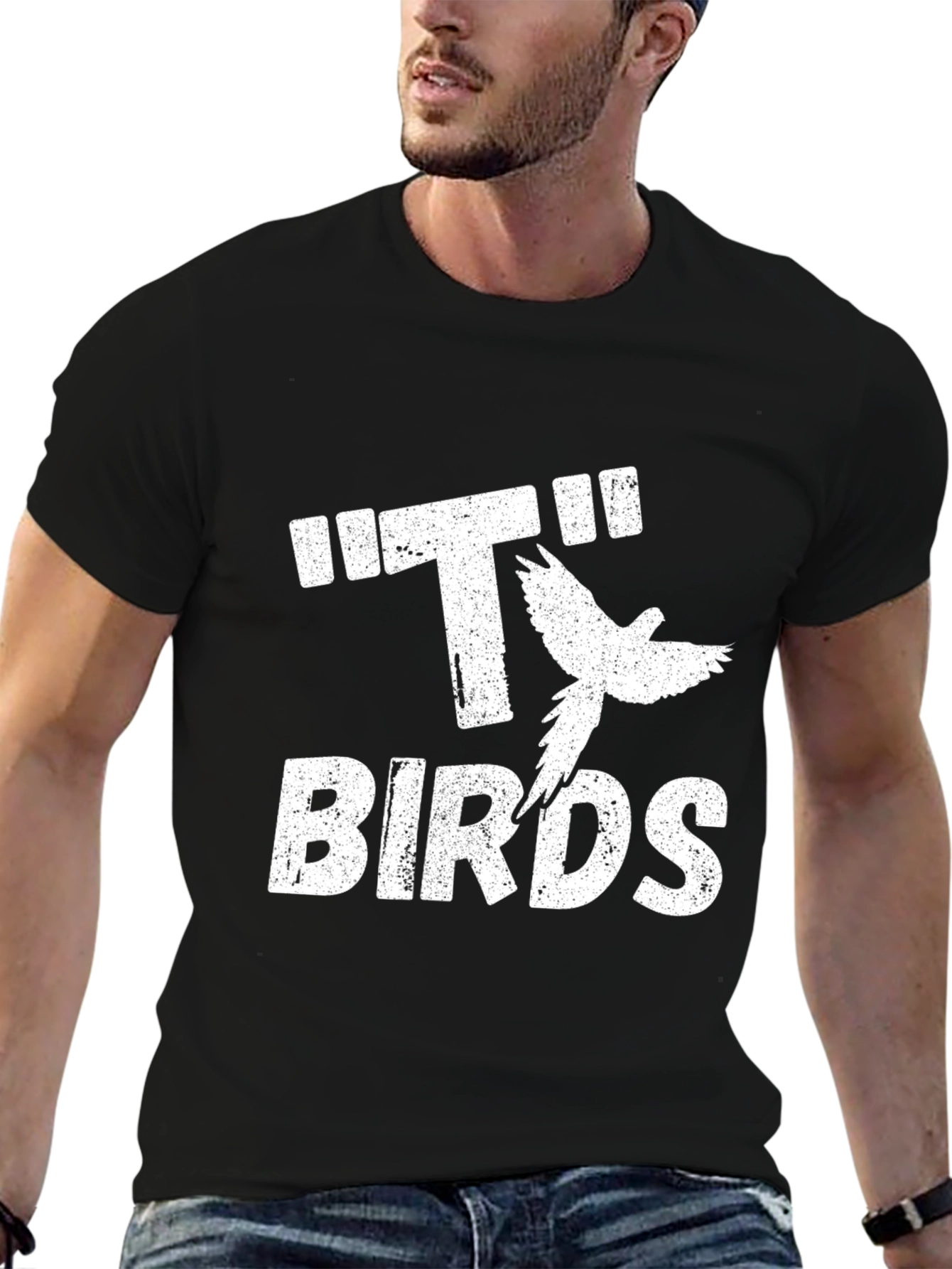 T Birds Graphic Tee - Black Cotton T-Shirt