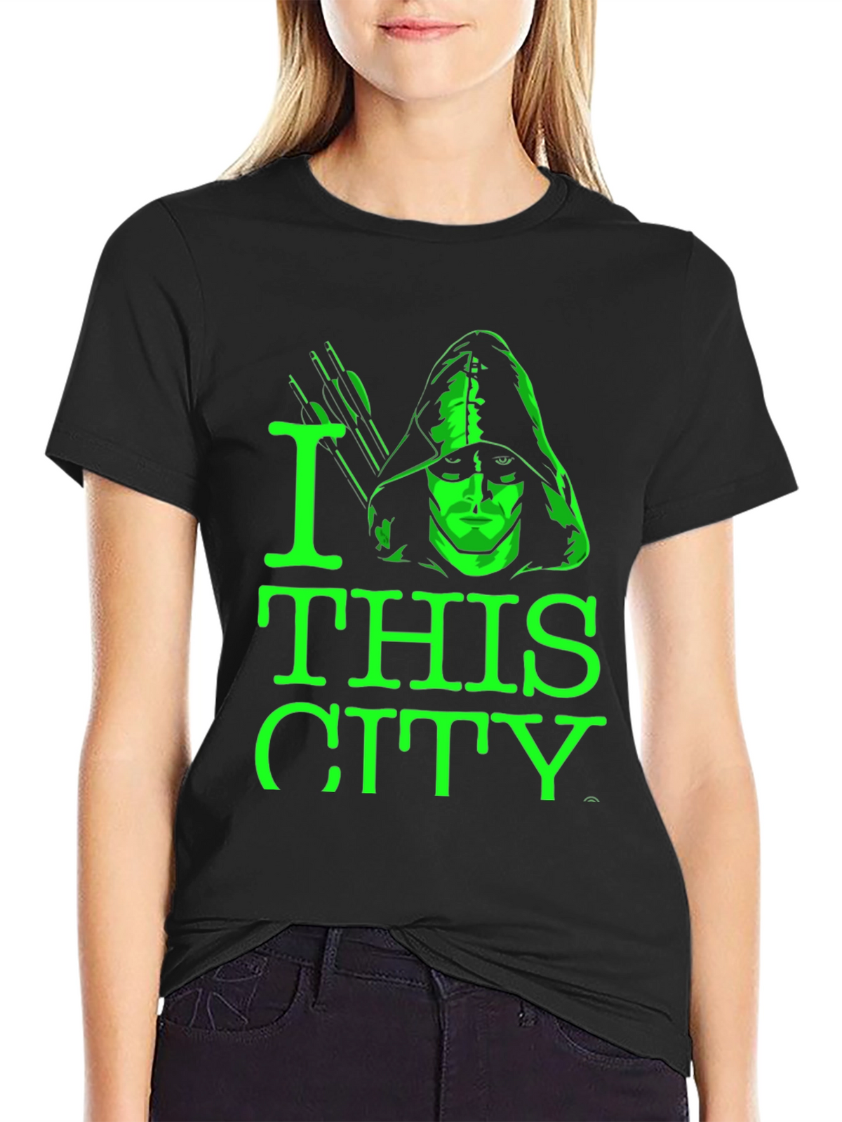 I Love This City T-Shirt Green Arrow Graphic Tee