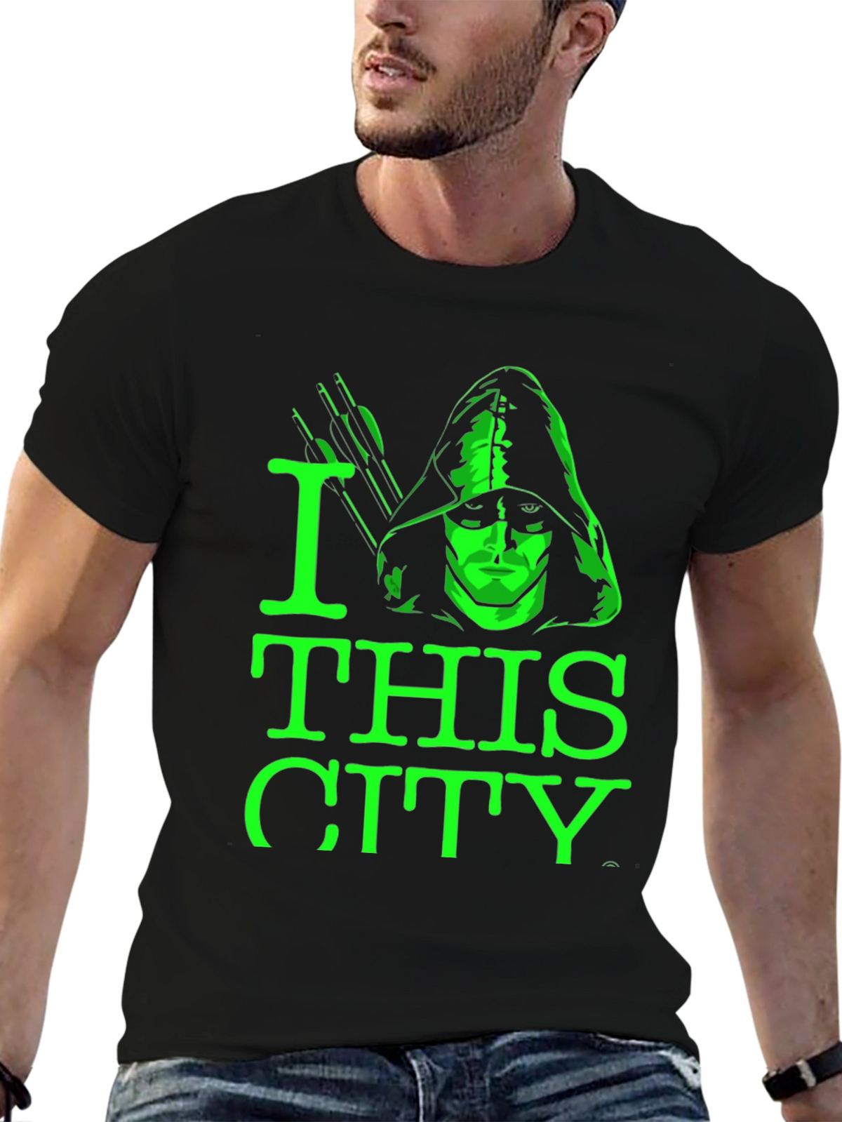 I Love This City T-Shirt Green Arrow Graphic Tee