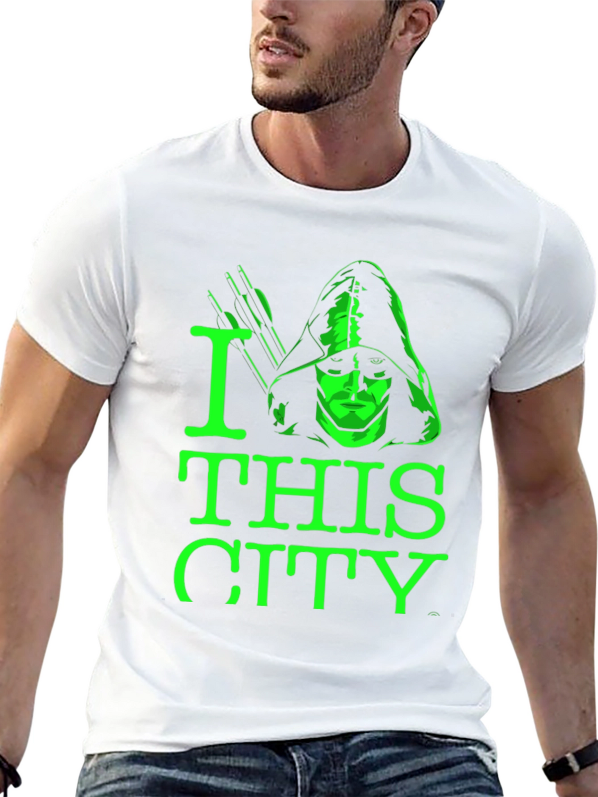 I Love This City T-Shirt Green Arrow Graphic Tee