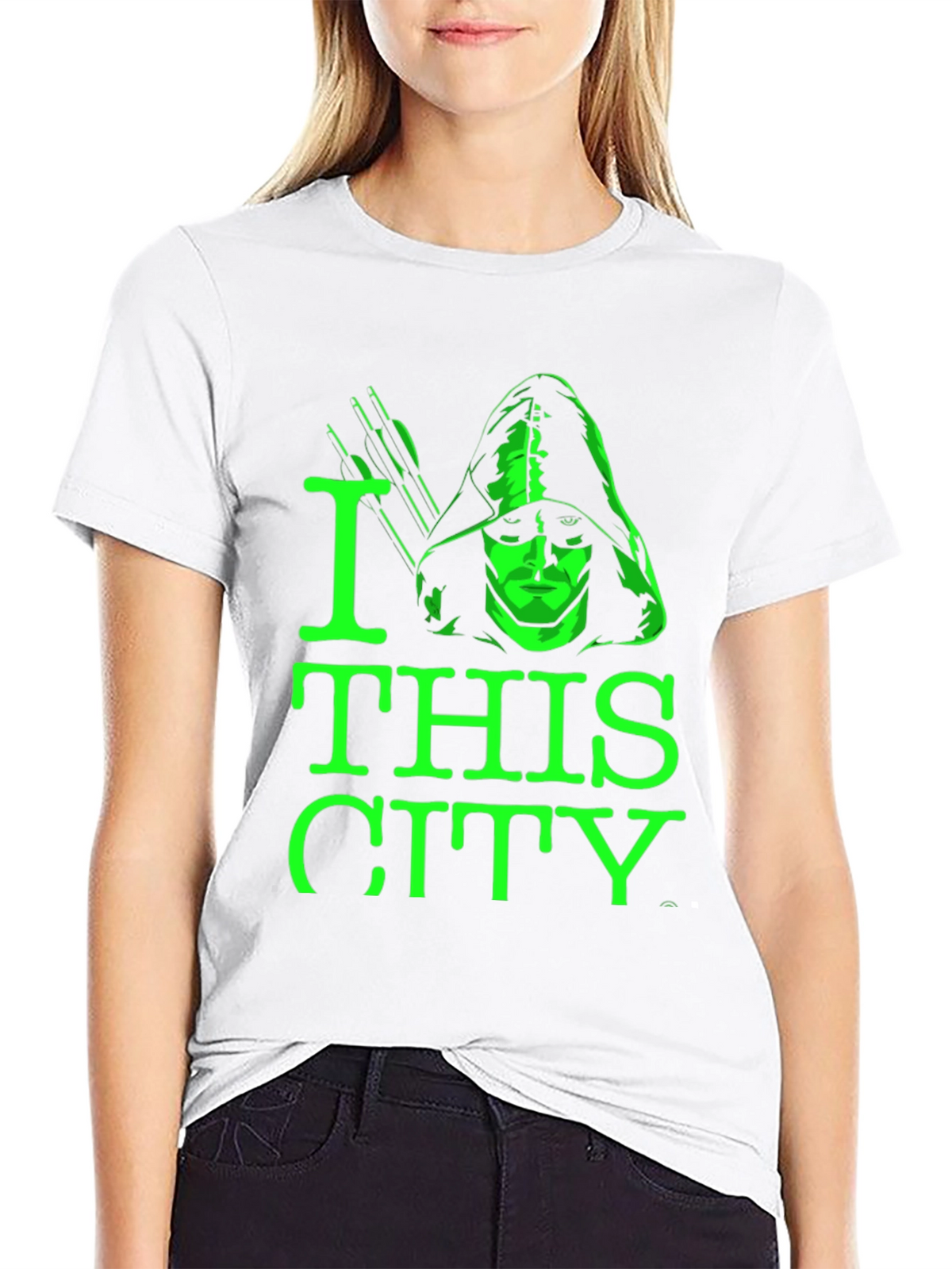 I Love This City T-Shirt Green Arrow Graphic Tee