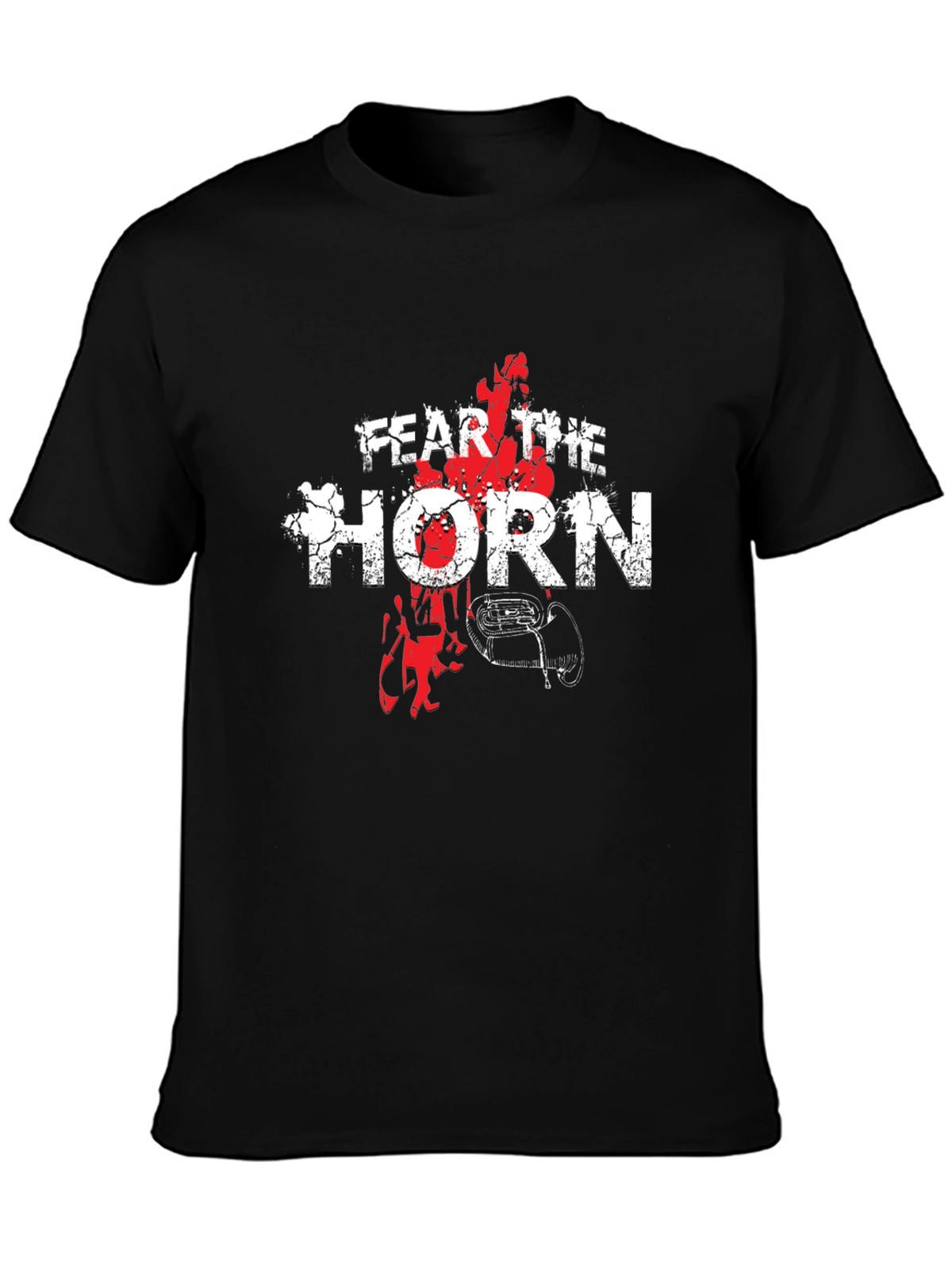 Fear the Horn Black Cotton Graphic Tee