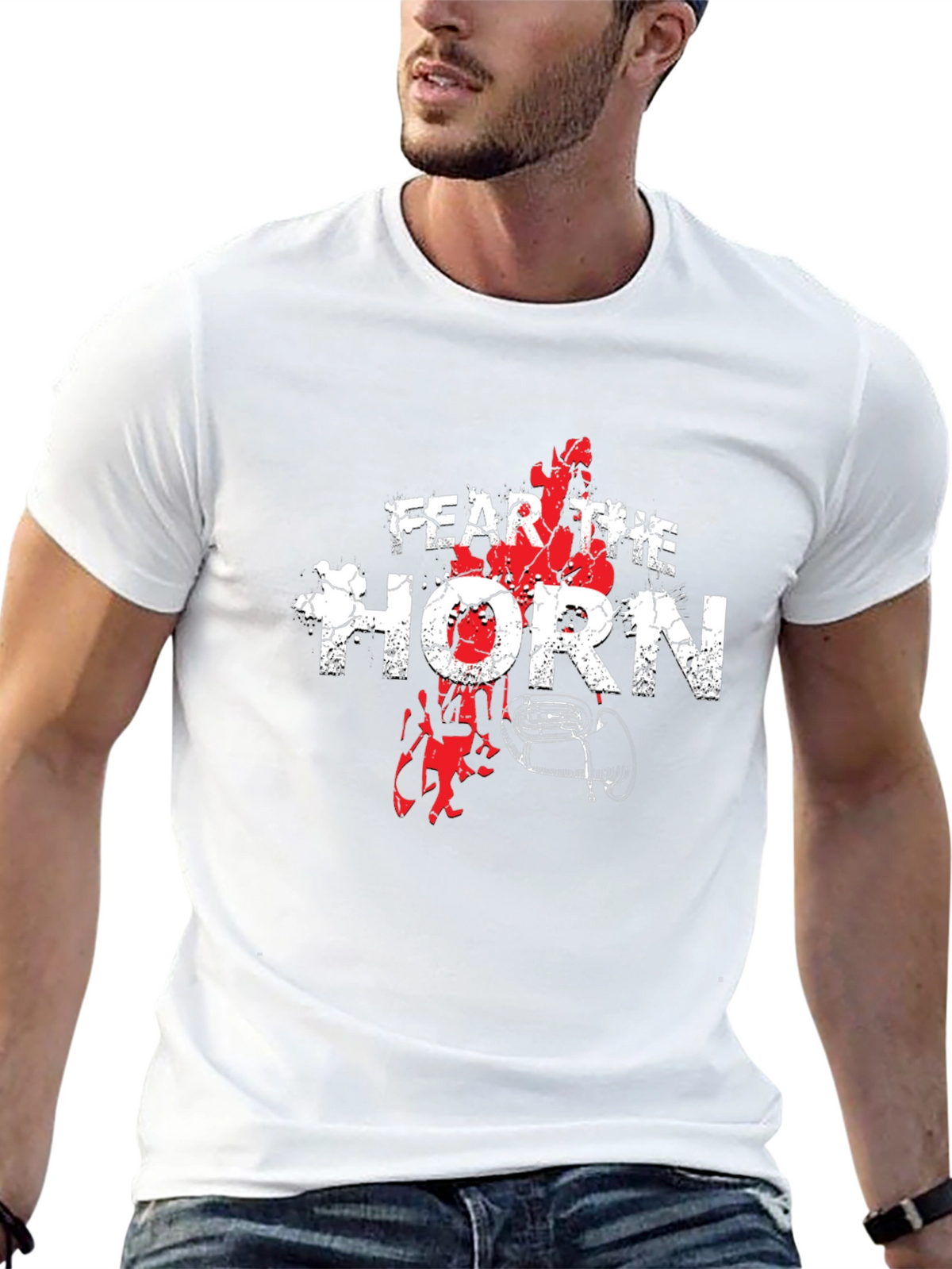 Fear the Horn Black Cotton Graphic Tee