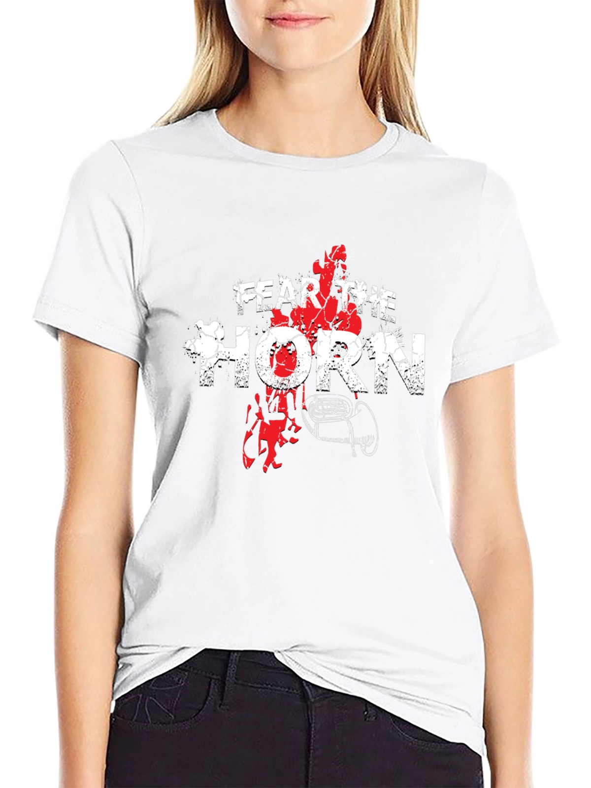Fear the Horn Black Cotton Graphic Tee