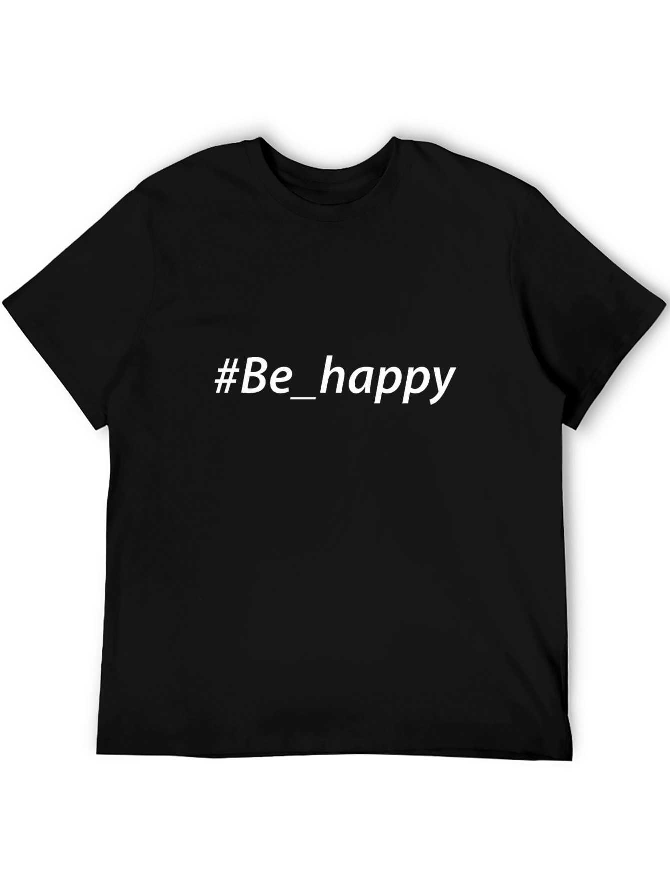 Be Happy Black Cotton T-Shirt