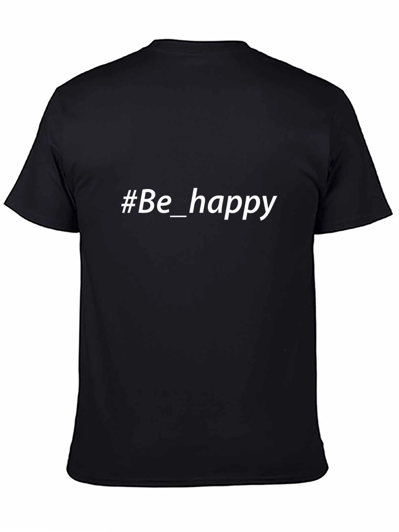 Be Happy Black Cotton T-Shirt