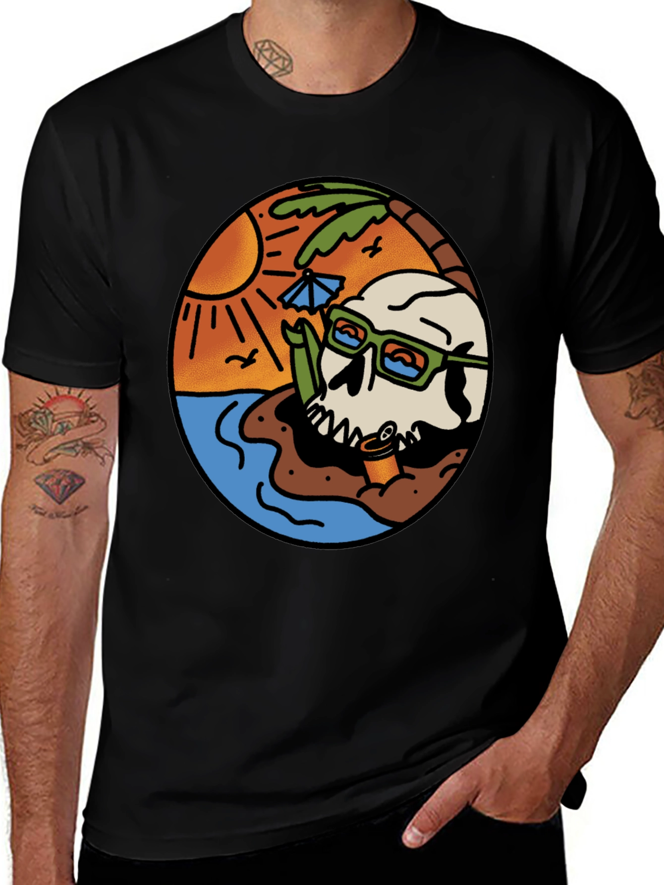 Beach Skull Graphic Tee - Cool Summer Vibes