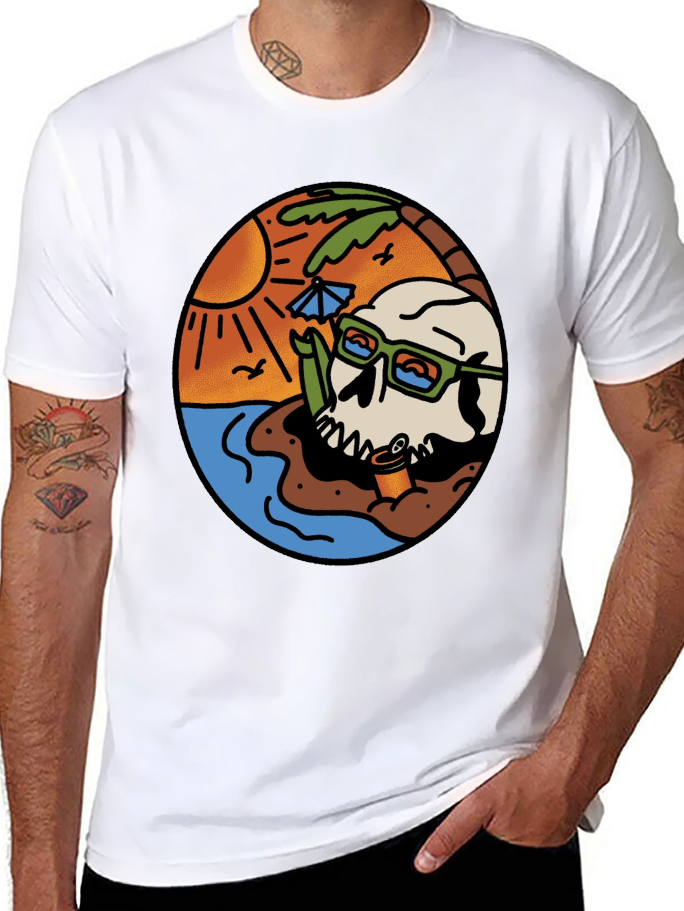 Beach Skull Graphic Tee - Cool Summer Vibes