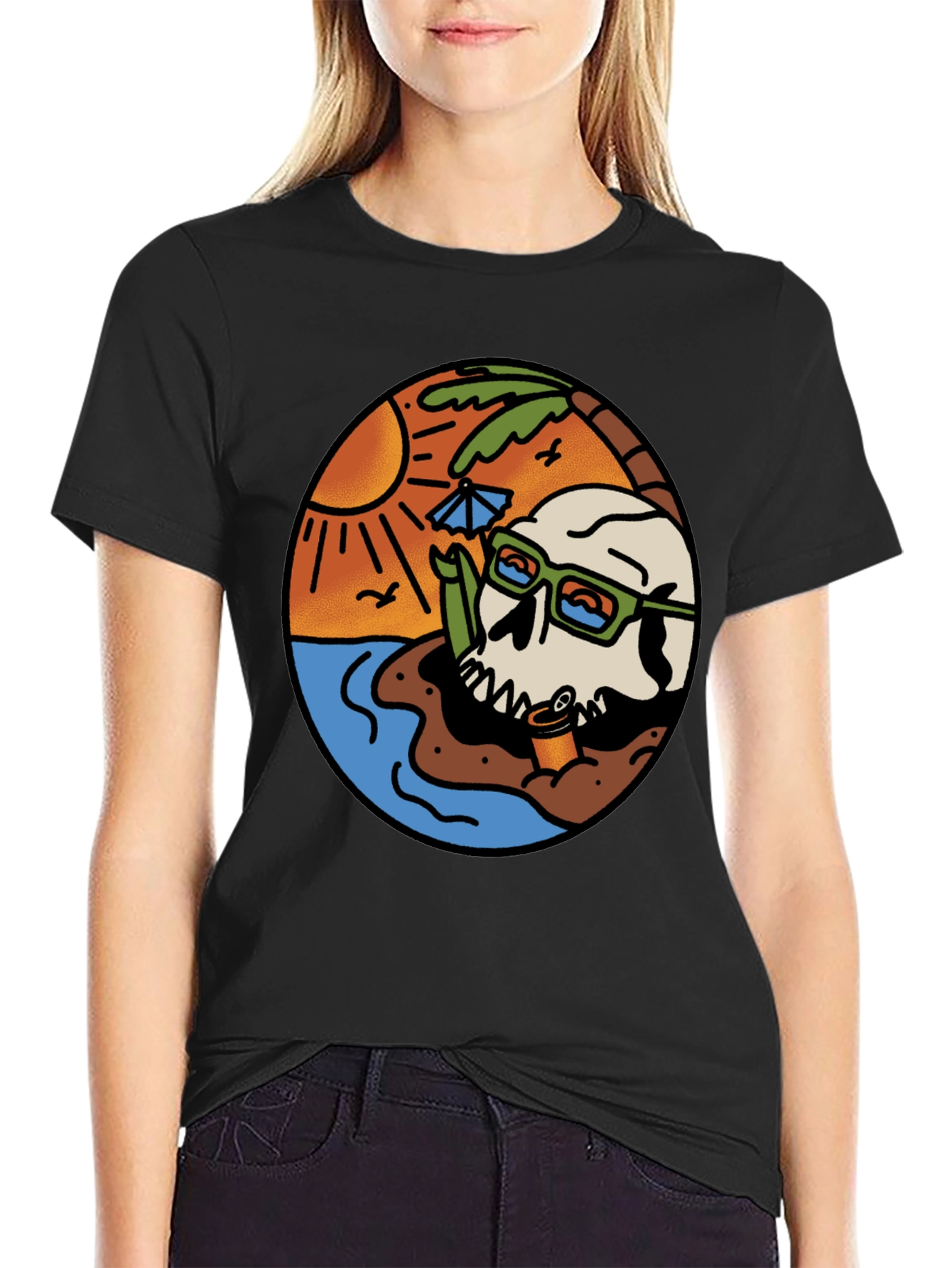 Beach Skull Graphic Tee - Cool Summer Vibes