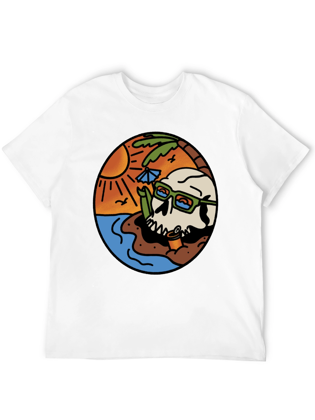Beach Skull Graphic Tee - Cool Summer Vibes