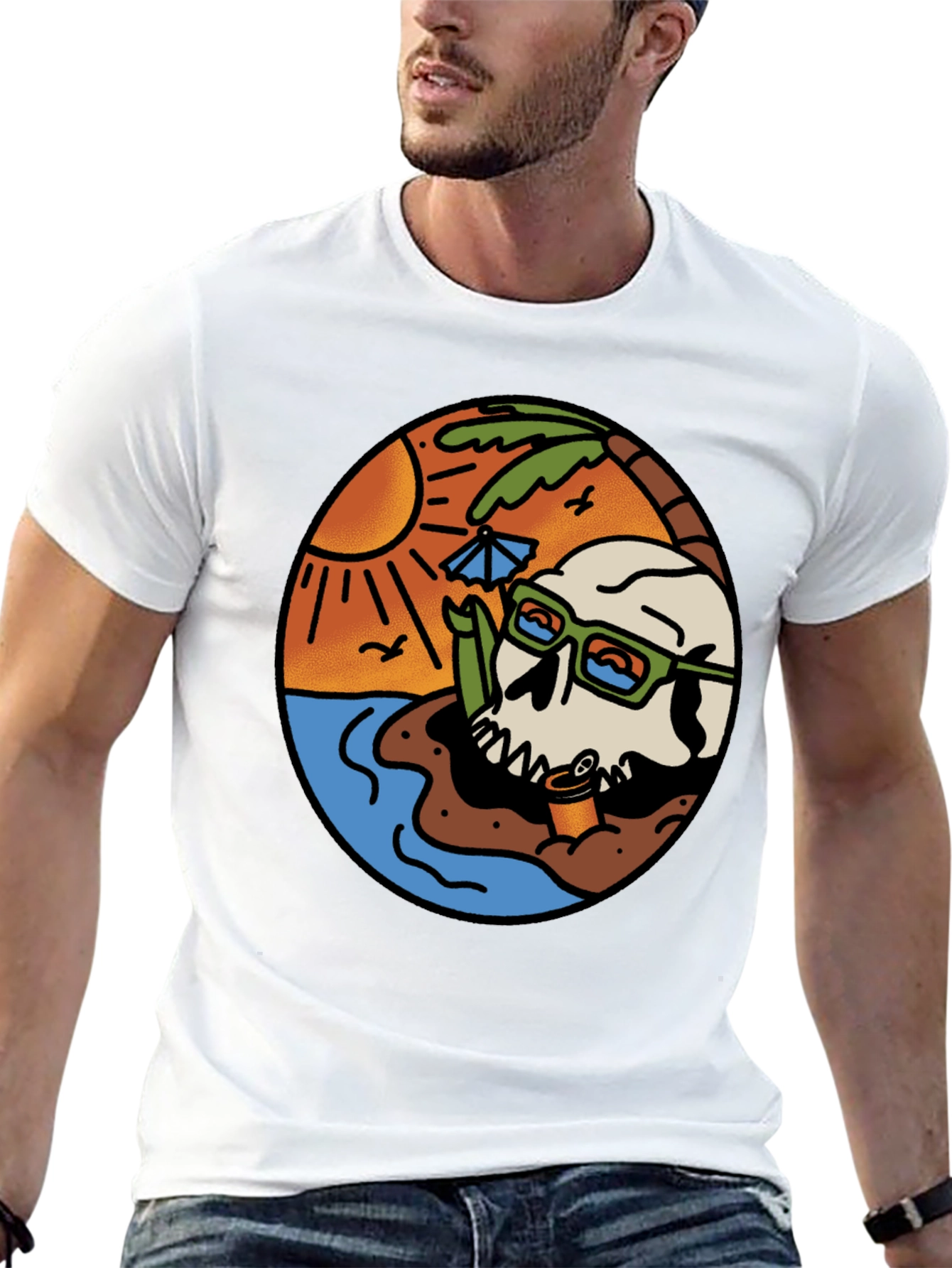 Beach Skull Graphic Tee - Cool Summer Vibes