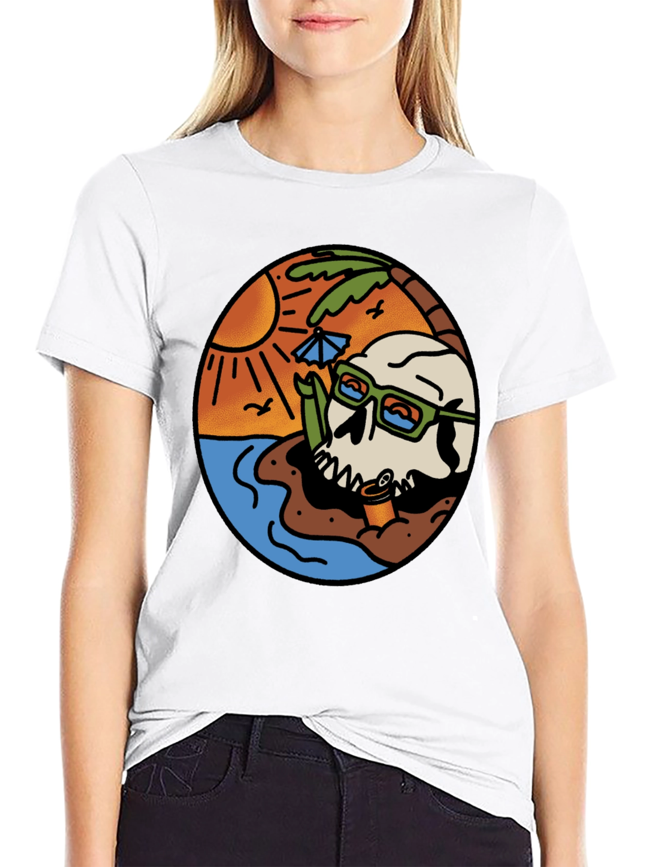 Beach Skull Graphic Tee - Cool Summer Vibes
