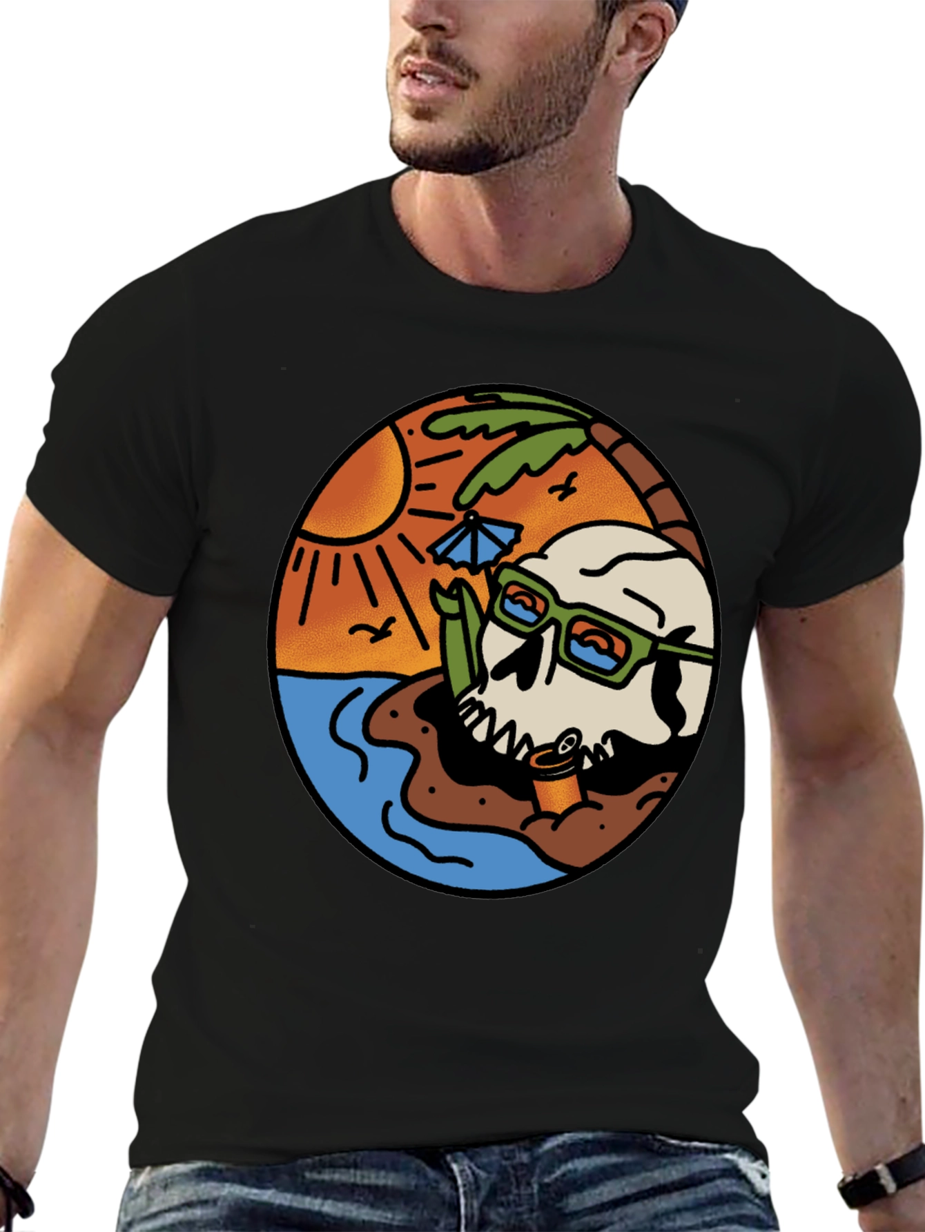 Beach Skull Graphic Tee - Cool Summer Vibes