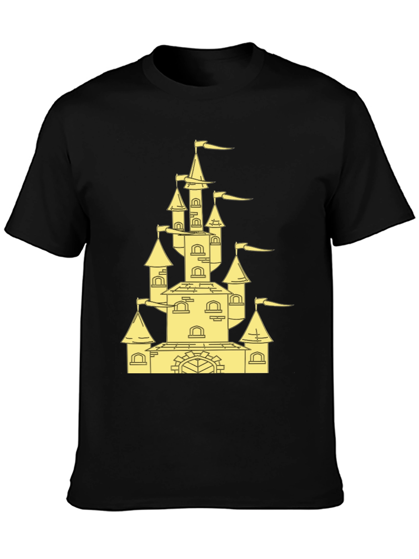 Castle Graphic Tee - Black Cotton Blend Shirt