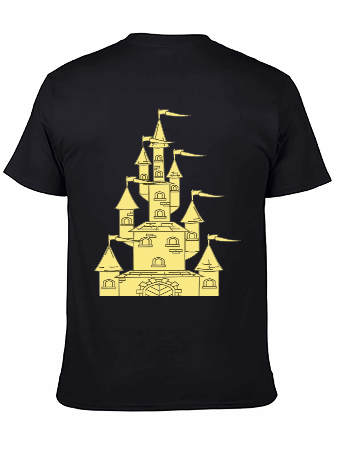 Castle Graphic Tee - Black Cotton Blend Shirt