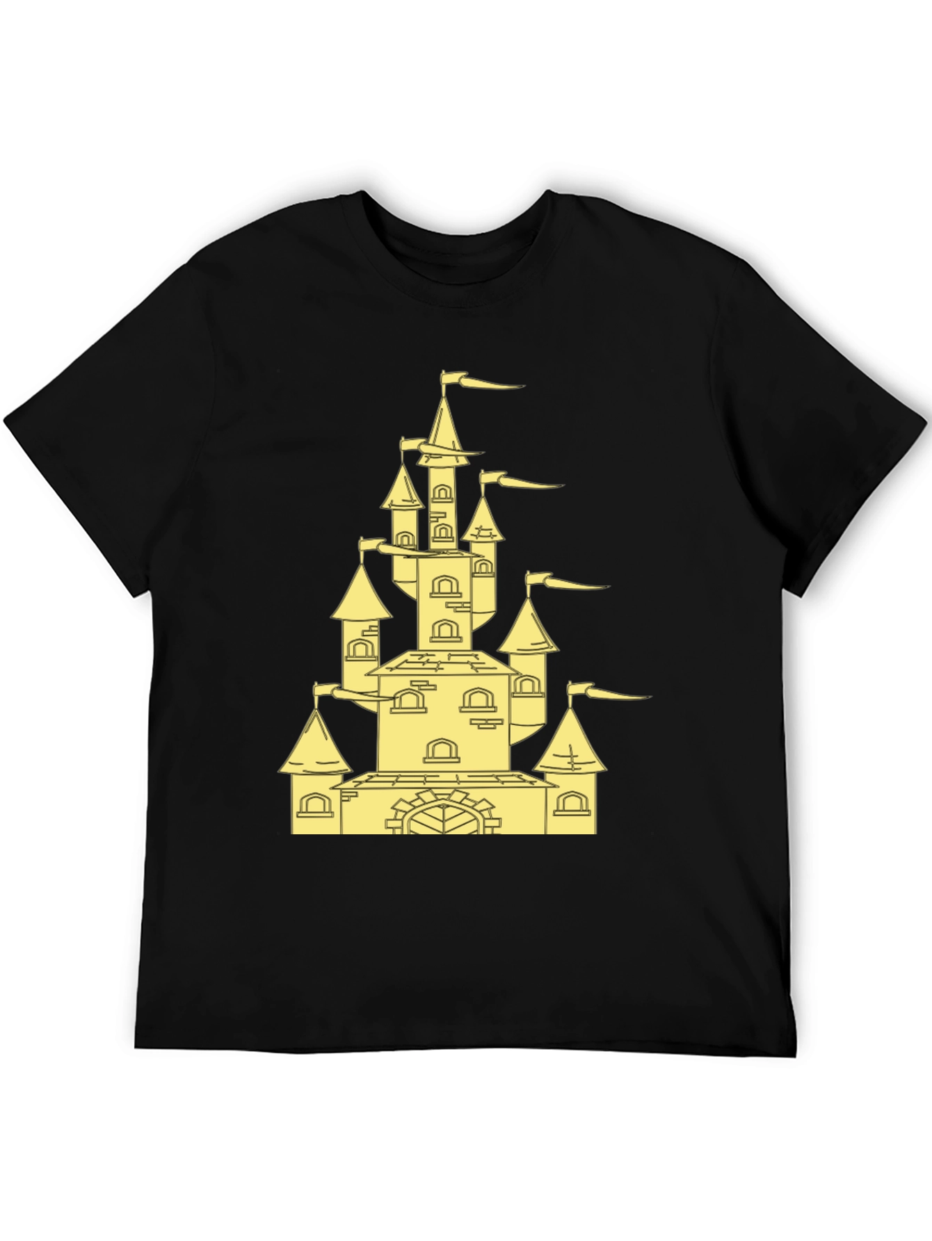 Castle Graphic Tee - Black Cotton Blend Shirt