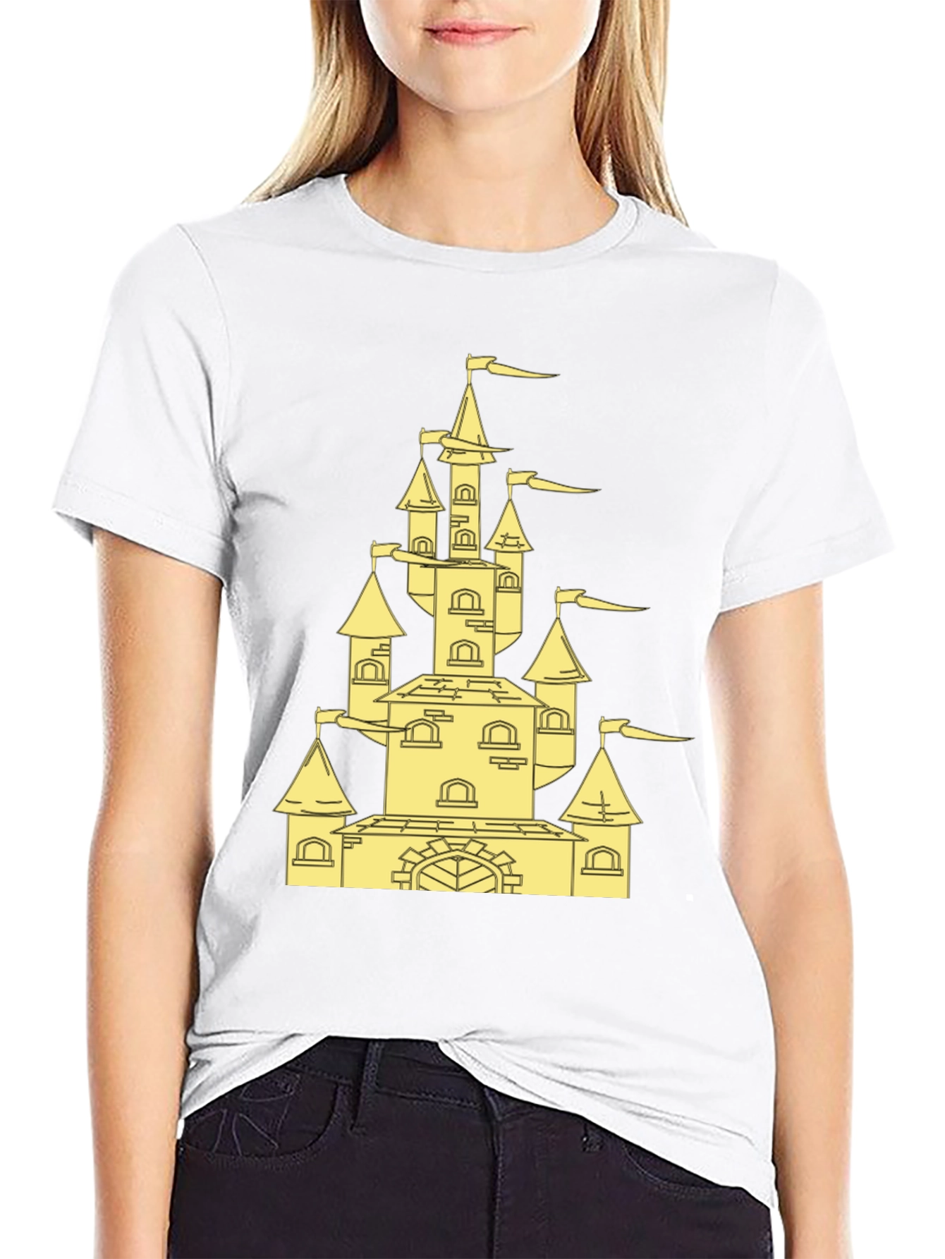 Castle Graphic Tee - Black Cotton Blend Shirt