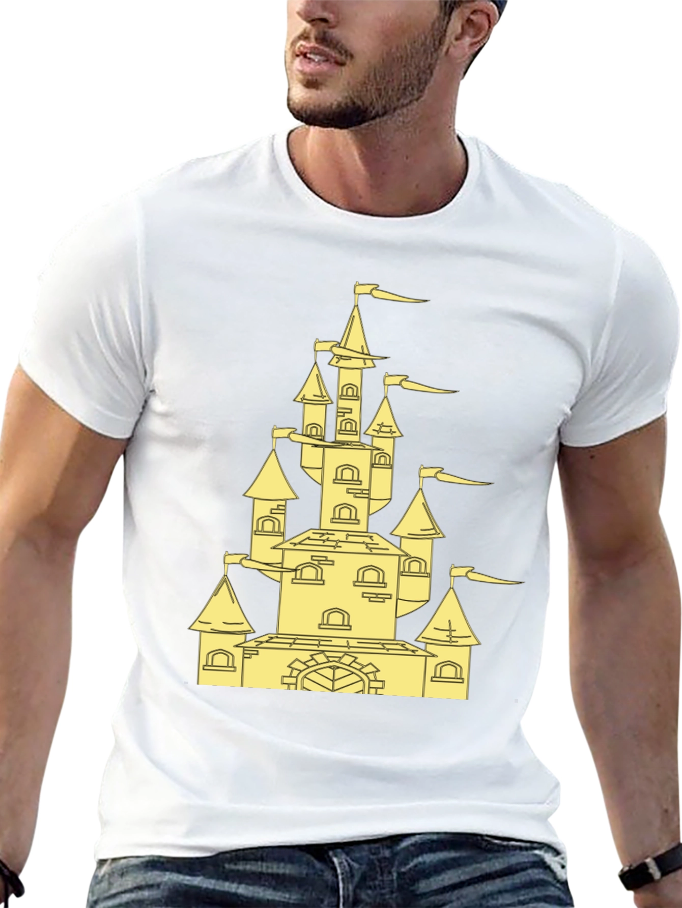 Castle Graphic Tee - Black Cotton Blend Shirt
